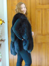 Vintage Jacques Saint Laurent Black Fox Tail Vest - Size Small