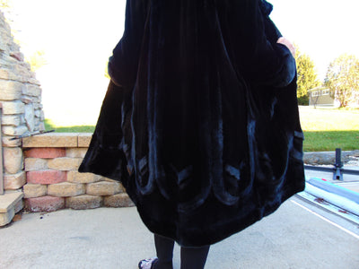Vintage Sheared Ranch Mink Coat - Black Fur Stroller Size 12