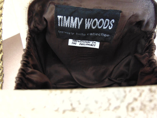 Vintage Timmy Woods Floral Purse: Acacia Wood Shoulder Bag