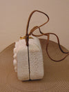 Vintage Timmy Woods Floral Purse: Acacia Wood Shoulder Bag