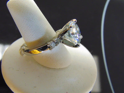 14Kt White Gold Moissanite Ring: 4.65 ct Solitaire, Size 7.5