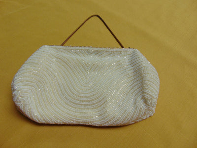 Vintage Cream Beaded Handbag: Saks Fifth Avenue, Made In France