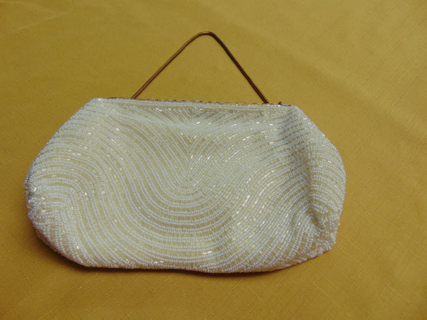 Vintage Cream Beaded Handbag: Saks Fifth Avenue, Made In France
