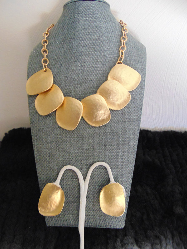 Vintage KJL Gold-Tone Necklace & Earring Set - Runway Designer Jewelry