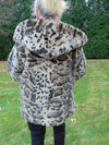 Vintage Faux Fur Hooded Jacket: Animal Print, Size Small