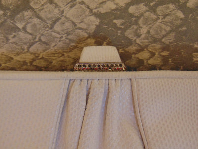 Vintage Judith Leiber Clutch: Jeweled Clasp, White Karung Leather