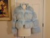 Robin Egg Blue Raccoon Fur Wool Jacket: Spring Shrug