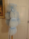 Robin Egg Blue Raccoon Fur Wool Jacket: Spring Shrug