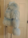 Robin Egg Blue Raccoon Fur Wool Jacket: Spring Shrug