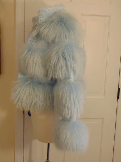 Robin Egg Blue Raccoon Fur Wool Jacket: Spring Shrug