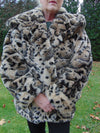 Vintage Faux Fur Hooded Jacket: Animal Print, Size Small