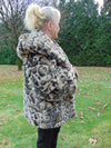 Vintage Faux Fur Hooded Jacket: Animal Print, Size Small