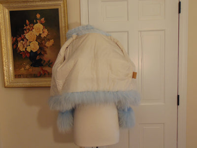 Robin Egg Blue Raccoon Fur Wool Jacket: Spring Shrug