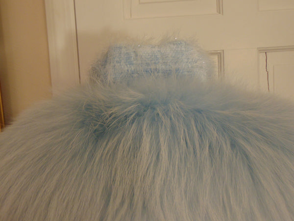 Robin Egg Blue Raccoon Fur Wool Jacket: Spring Shrug
