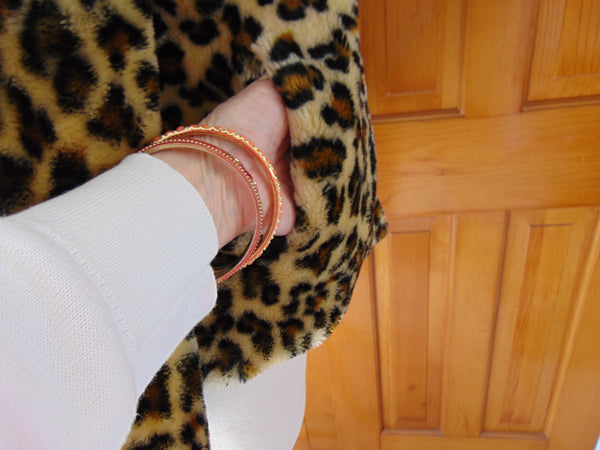 Vintage Faux Fur Leopard Print Jacket - Size Large