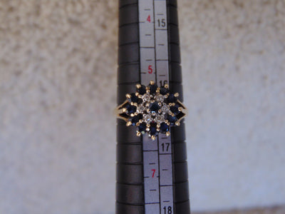 10KTYG Sapphire Diamond Ring - Size 5 3/4