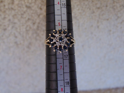 10KTYG Sapphire Diamond Ring - Size 5 3/4