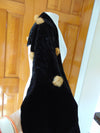 Black Velvet Scarf with Mink Pompoms
