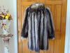 Vintage Raccoon Fur Stroller Coat: Striped Soft Fur, Pockets (Bust 46")