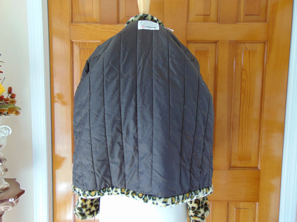 Vintage Faux Fur Leopard Print Jacket - Size Large