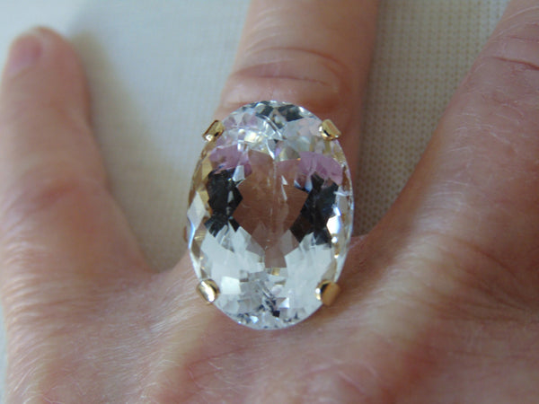 Estate 18k Gold White Topaz Ring - 25 ct Gemstone