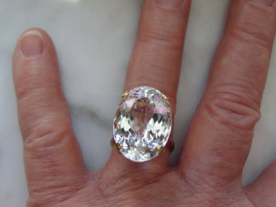 Estate 18k Gold White Topaz Ring - 25 ct Gemstone