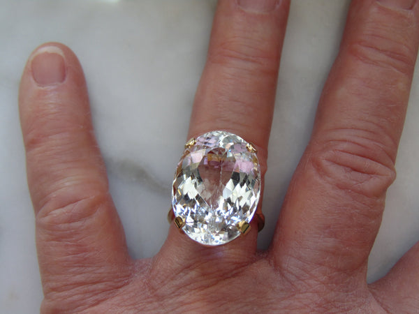 Estate 18k Gold White Topaz Ring - 25 ct Gemstone