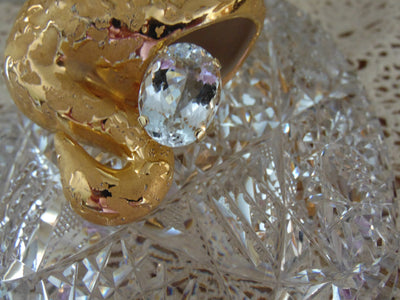 Estate 18k Gold White Topaz Ring - 25 ct Gemstone