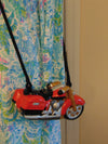 Vintage Timmy Woods Harley Motorcycle Purse: Red Wooden Clutch