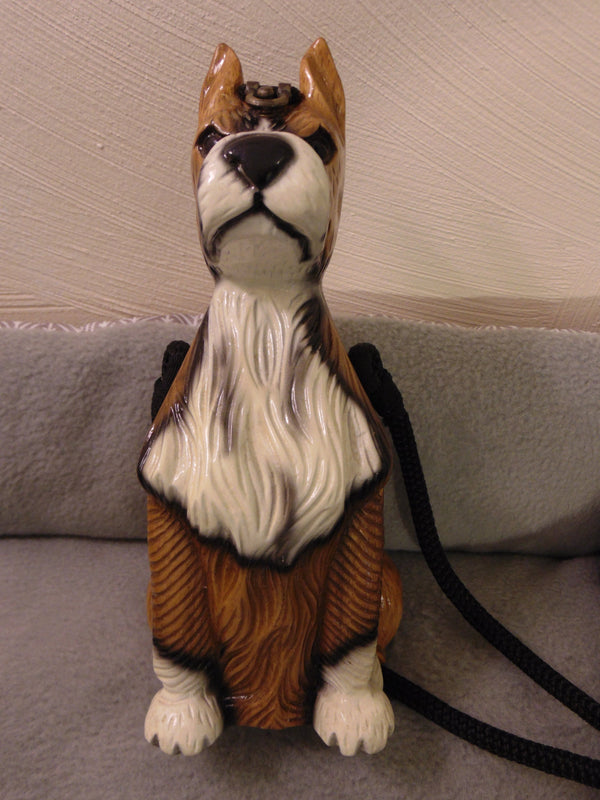 Vintage Timmy Woods Boxer Dog Purse: Hand Carved Wooden Bag