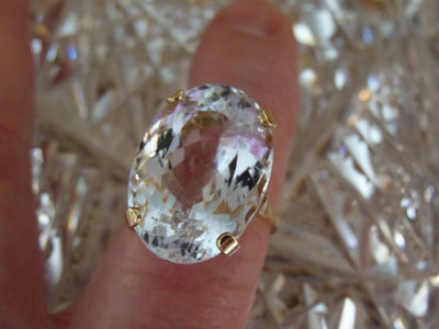 Estate 18k Gold White Topaz Ring - 25 ct Gemstone