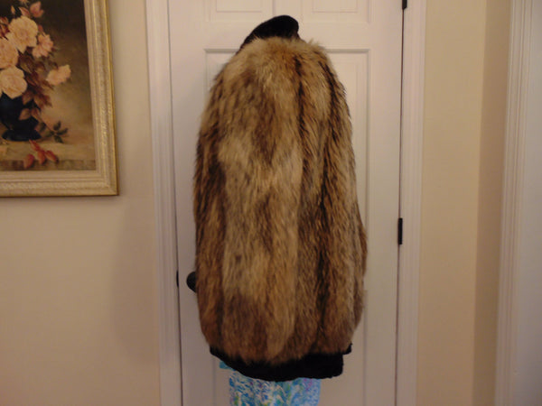 Vintage Tanuki Raccoon Fur Stroller Coat with Beaver Trim