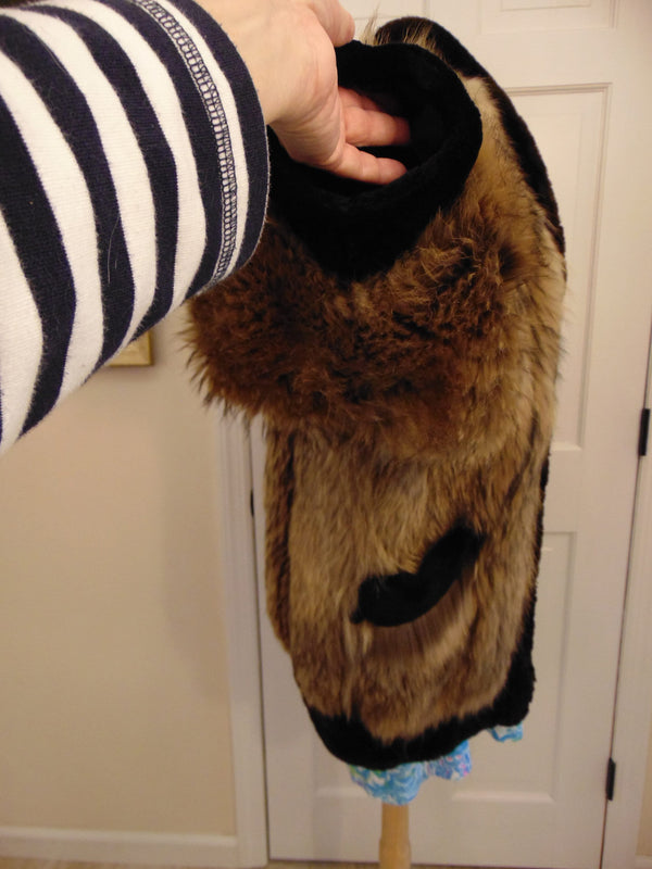 Vintage Tanuki Raccoon Fur Stroller Coat with Beaver Trim