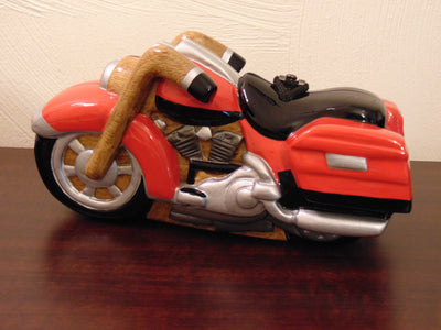 Vintage Timmy Woods Harley Motorcycle Purse: Red Wooden Clutch