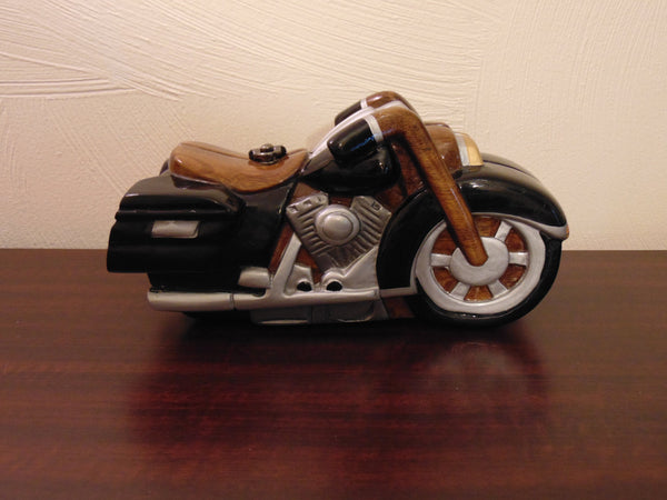 Vintage Timmy Woods Harley Motorcycle Purse: Wooden Novelty Bag
