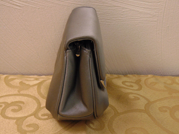 Vintage Judith Leiber Silver Satin Clutch: Wedding Purse