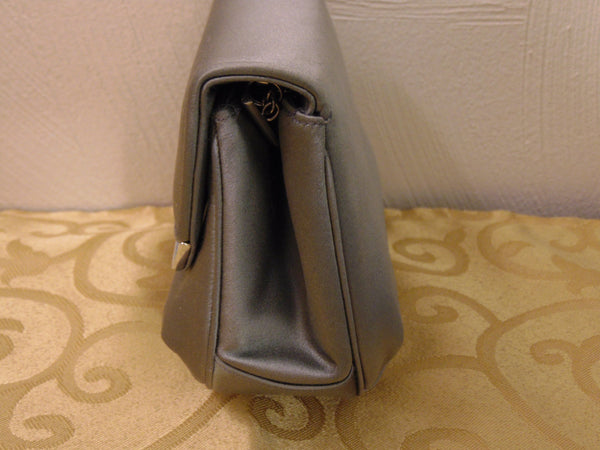 Vintage Judith Leiber Silver Satin Clutch: Wedding Purse