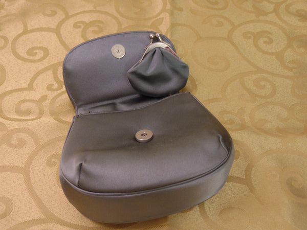 Vintage Judith Leiber Silver Satin Clutch: Wedding Purse