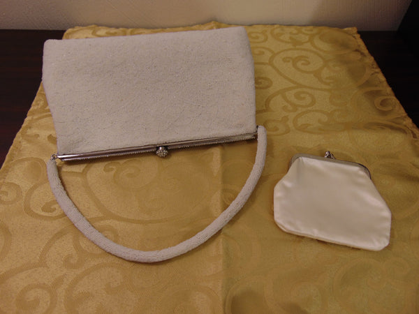 50s Vintage Beaded Purse: Rhinestone Clasp, Bonwit Teller France