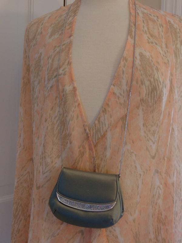 Vintage Judith Leiber Silver Satin Clutch: Wedding Purse