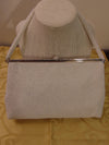 50s Vintage Beaded Purse: Rhinestone Clasp, Bonwit Teller France