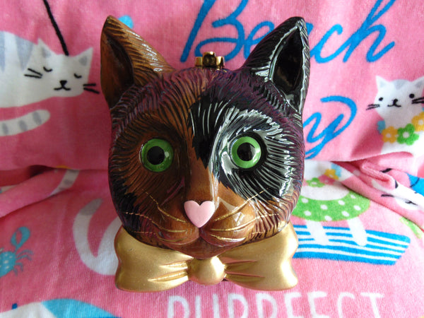 Vintage Timmy Woods Wooden Cat Purse: Signed Collectible Handbag