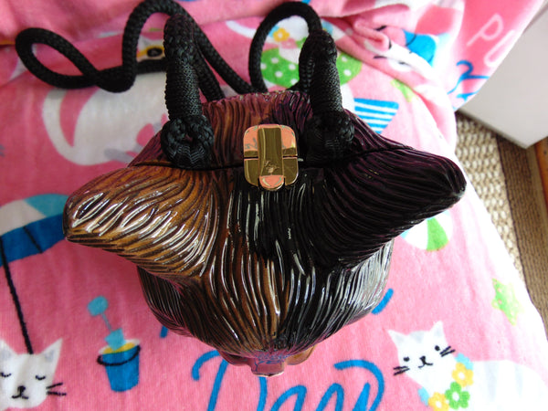 Vintage Timmy Woods Wooden Cat Purse: Signed Collectible Handbag