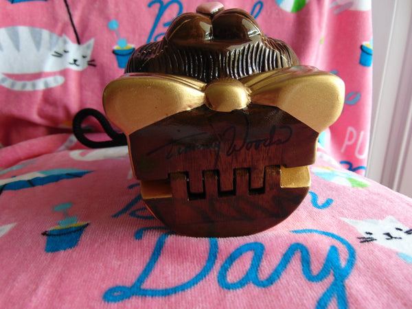 Vintage Timmy Woods Wooden Cat Purse: Signed Collectible Handbag