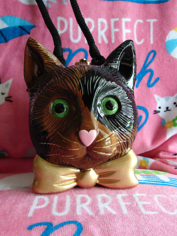 Vintage Timmy Woods Wooden Cat Purse: Signed Collectible Handbag