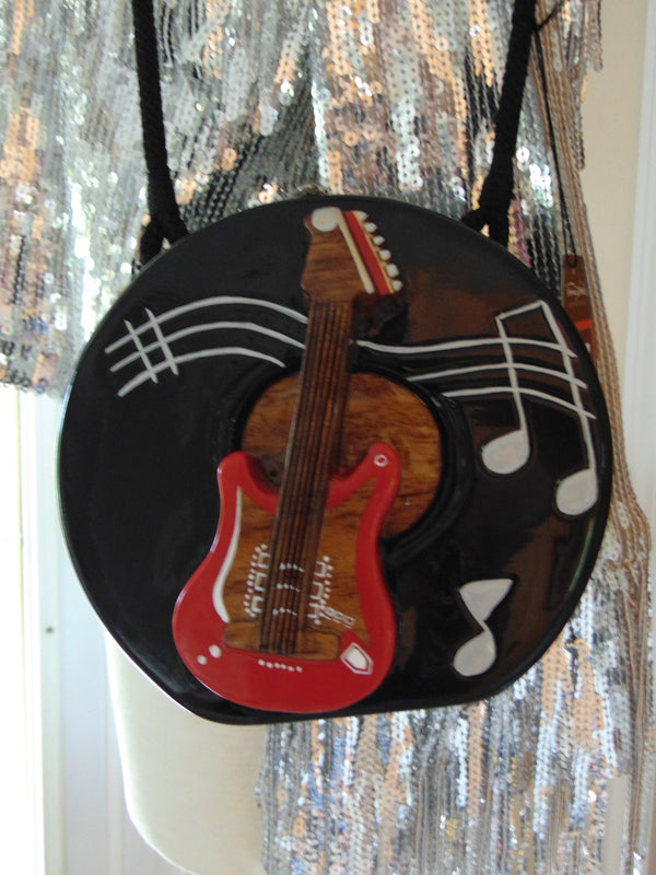 Timmy Woods Wooden Guitar Purse: Handcrafted Acacia Wood, Wearable Art