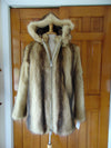 Preloved Golden Raccoon Fur Hooded Jacket: Detachable Hood
