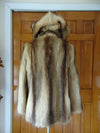Preloved Golden Raccoon Fur Hooded Jacket: Detachable Hood
