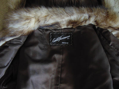 Preloved Golden Raccoon Fur Hooded Jacket: Detachable Hood