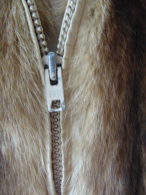 Preloved Golden Raccoon Fur Hooded Jacket: Detachable Hood